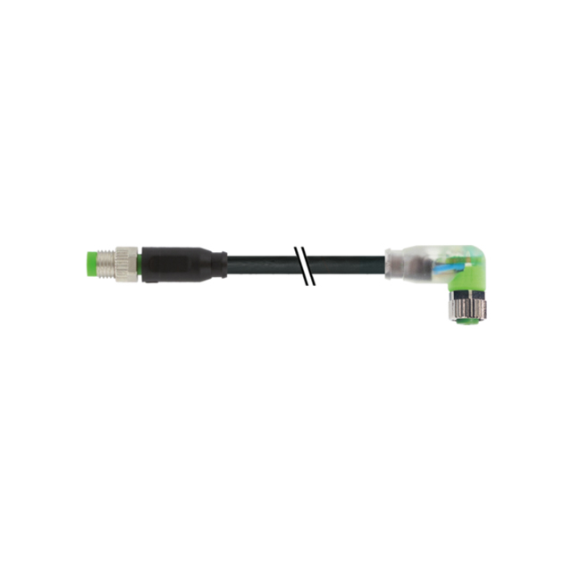 MURR 7000-88051-6310200 Connection Cable M8 Male 0° / M8 Female 90° A-cod. LED 